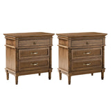 Emilio 3-Drawer Solid Wood Nightstand with USB Charging Port