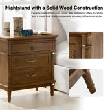 Emilio 3-Drawer Solid Wood Nightstand with USB Charging Port