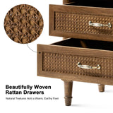 Emilio 3-Drawer Solid Wood Nightstand with USB Charging Port