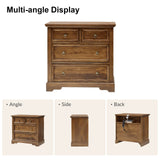 Monica 4-Drawer Solid Wood Nightstand with Built-in USB Ports(Optional Types)