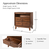 Josefa 3-Drawer Nightstand with Type-C and USB(Optional Types)