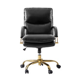 Brinna Genuine Leather Office Chair with 360-degree Swivel Wheels