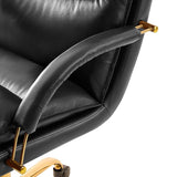 Brinna Genuine Leather Office Chair with 360-degree Swivel Wheels