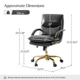 Brinna Genuine Leather Office Chair with 360-degree Swivel Wheels