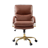 Brinna Genuine Leather Office Chair with 360-degree Swivel Wheels