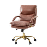 Brinna Genuine Leather Office Chair with 360-degree Swivel Wheels