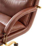 Brinna Genuine Leather Office Chair with 360-degree Swivel Wheels