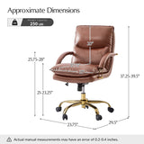 Brinna Genuine Leather Office Chair with 360-degree Swivel Wheels