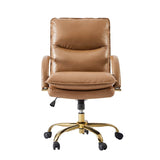 Brinna Genuine Leather Office Chair with 360-degree Swivel Wheels