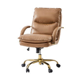 Brinna Genuine Leather Office Chair with 360-degree Swivel Wheels