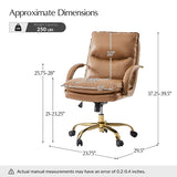 Brinna Genuine Leather Office Chair with 360-degree Swivel Wheels
