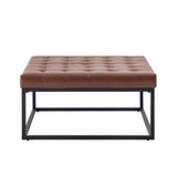 Kimura Genuine Leather Ottoman with Open-frame Base Design
