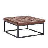 Kimura Genuine Leather Ottoman with Open-frame Base Design