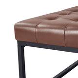 Kimura Genuine Leather Ottoman with Open-frame Base Design