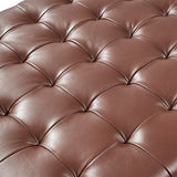 Kimura Genuine Leather Ottoman with Open-frame Base Design