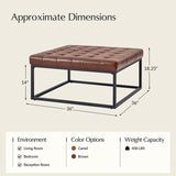 Kimura Genuine Leather Ottoman with Open-frame Base Design