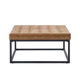 Kimura Genuine Leather Ottoman with Open-frame Base Design