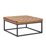 Kimura Genuine Leather Ottoman with Open-frame Base Design
