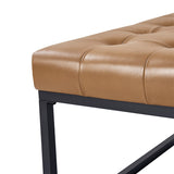 Kimura Genuine Leather Ottoman with Open-frame Base Design