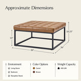 Kimura Genuine Leather Ottoman with Open-frame Base Design