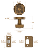 ZR12-212Z Brushed Gold Starburst Square Door Knobs with Beaded Rosette | Door Hardware