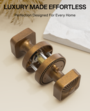 ZR12-212Z Brushed Gold Starburst Square Door Knobs with Beaded Rosette | Door Hardware