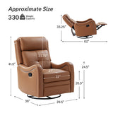 Amelia Genuine Leather Swivel Rocker Recliner