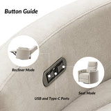 Monica Swivel Rocker Power Recliner with Movable Pillows(Optional Types)