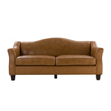 Hugo Traditional Style Curved Genuine Leather Elegant Sofa