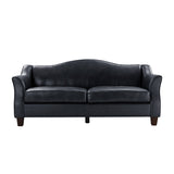 Hugo Traditional Style Curved Genuine Leather Elegant Sofa