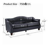 Hugo Traditional Style Curved Genuine Leather Elegant Sofa