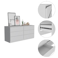 Asteria 6 Drawer Double Dresser, Metal Handles