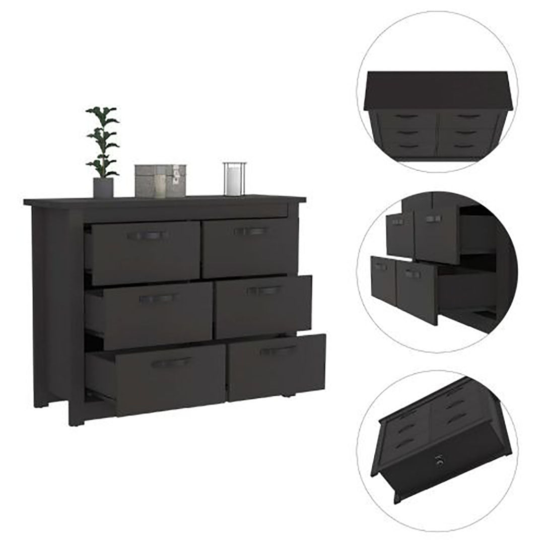 Becca 6 Drawer Double Dresser, Metal Hardware