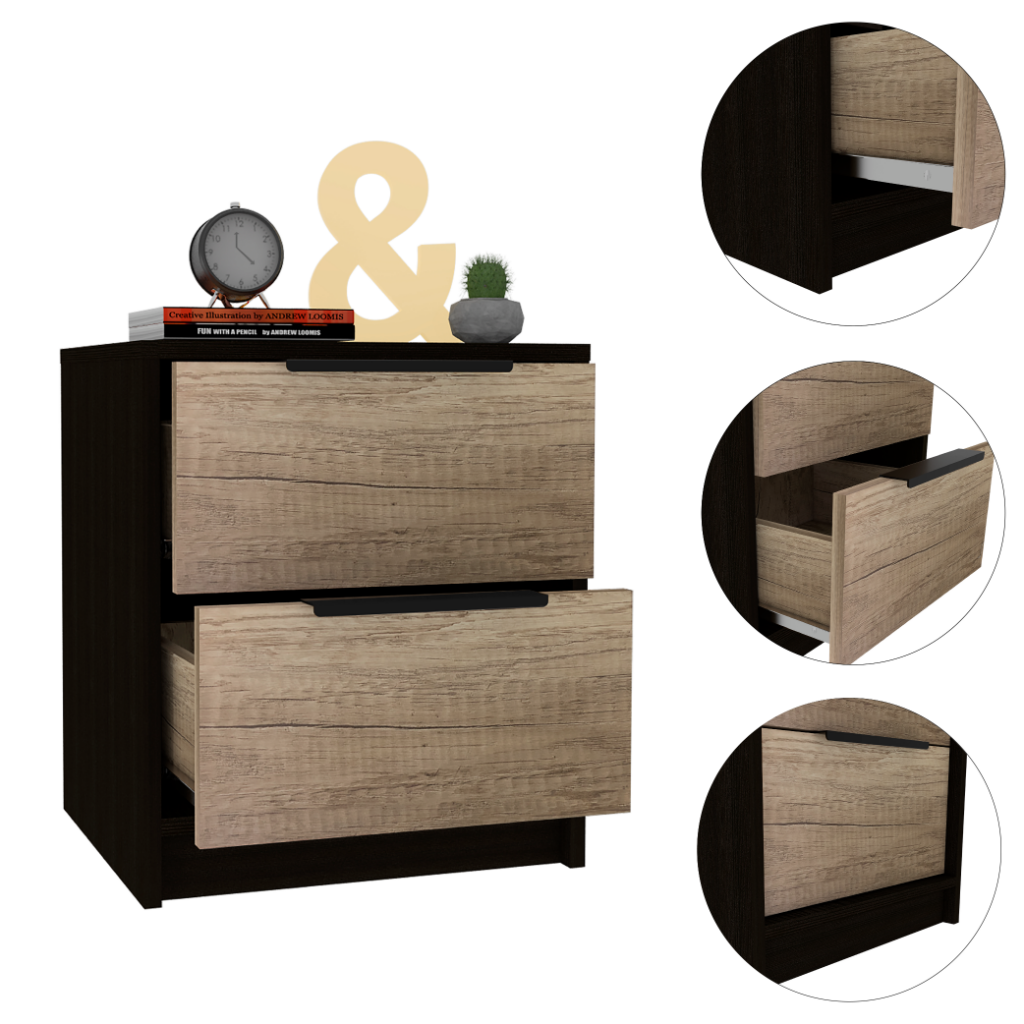 Egeo Nightstand, Two Drawers, Superior Top