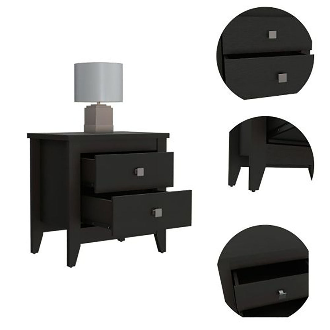 Amara Nightstand, Two Shelves, Four Legs