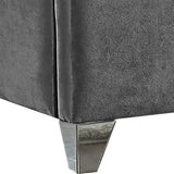 Zuma Velvet Contemporary Bed - Chic Upholstered Design with Chrome Accents for Modern Bedrooms