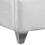 Zuma Velvet Contemporary Bed - Chic Upholstered Design with Chrome Accents for Modern Bedrooms