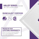 Valley Base Series 38 in. L x 38 in. W Corner Shower Shower Pan Base with Center Drain in Glossy White Marine Acrylic