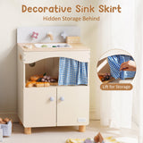 ROBUD Toy Kitchen Cabinet with Realistic Sink and Faucet