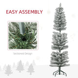 HOMCOM 5ft Artificial Christmas Tree, Snow Flocked Branches, Metal Base, Pencil Xmas Tree