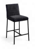 Reeves - Chenille Fabric Upholstered Counter Stool (Set of 2) - Black Base