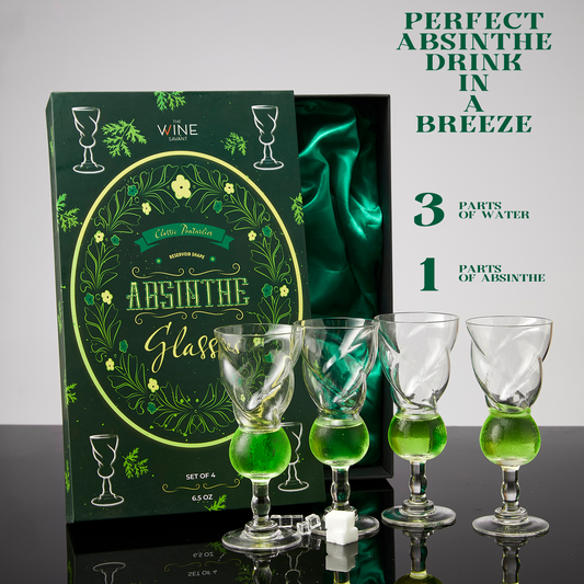 Vintage Crystal Absinthe Glasses | Set of 4 | 6.5 oz