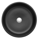 Allegro Series 17 in. L x 17 in. W Round Bathroom Vessel Sink in Matte Black Finish Glass with Chrome Pop-Up Drain