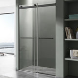 Kahn Series 57 to 60 in. x 76 in. Sliding Frameless Shower Door with Tsunami Guard Tempered Glass