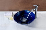 Meno Series 17 in. Bathroom Vessel Sink with Scratch-Tough and Stain-Resistant Non-Porous Surface in Lustrous Blue Glass