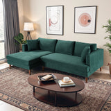 Blake L-Shaped Dark Green Velvet Sectional Sofa Left Facing