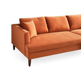 Blake L-Shaped Burnt Orange Velvet Sectional Sofa Right Facing