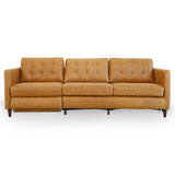 Christopher Tan Leather Electric Inclining Sofa - Left Facing