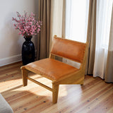Talon Solid Wood Tan Leather Lounge Chair