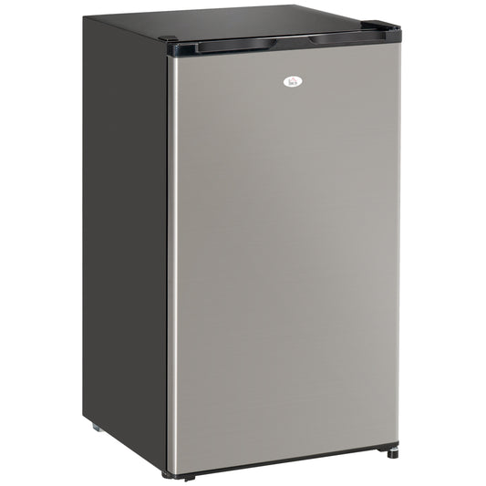 HOMCOM Compact Refrigerator 3.3 Cu Ft Mini Fridge with Freezer and Adjustable Temperature Removable Glass Shelves Freezer Reversible Door - Grey
